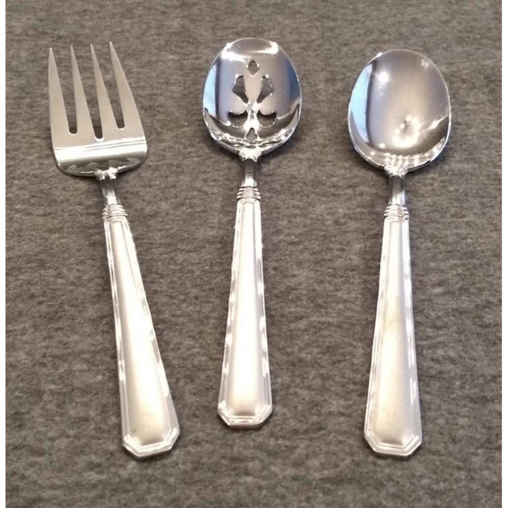 Pfaltzgraff  PROVIDENCE 18/8 Satin Stainless‎ Flatware Hostess Set 3 Serving Pcs
